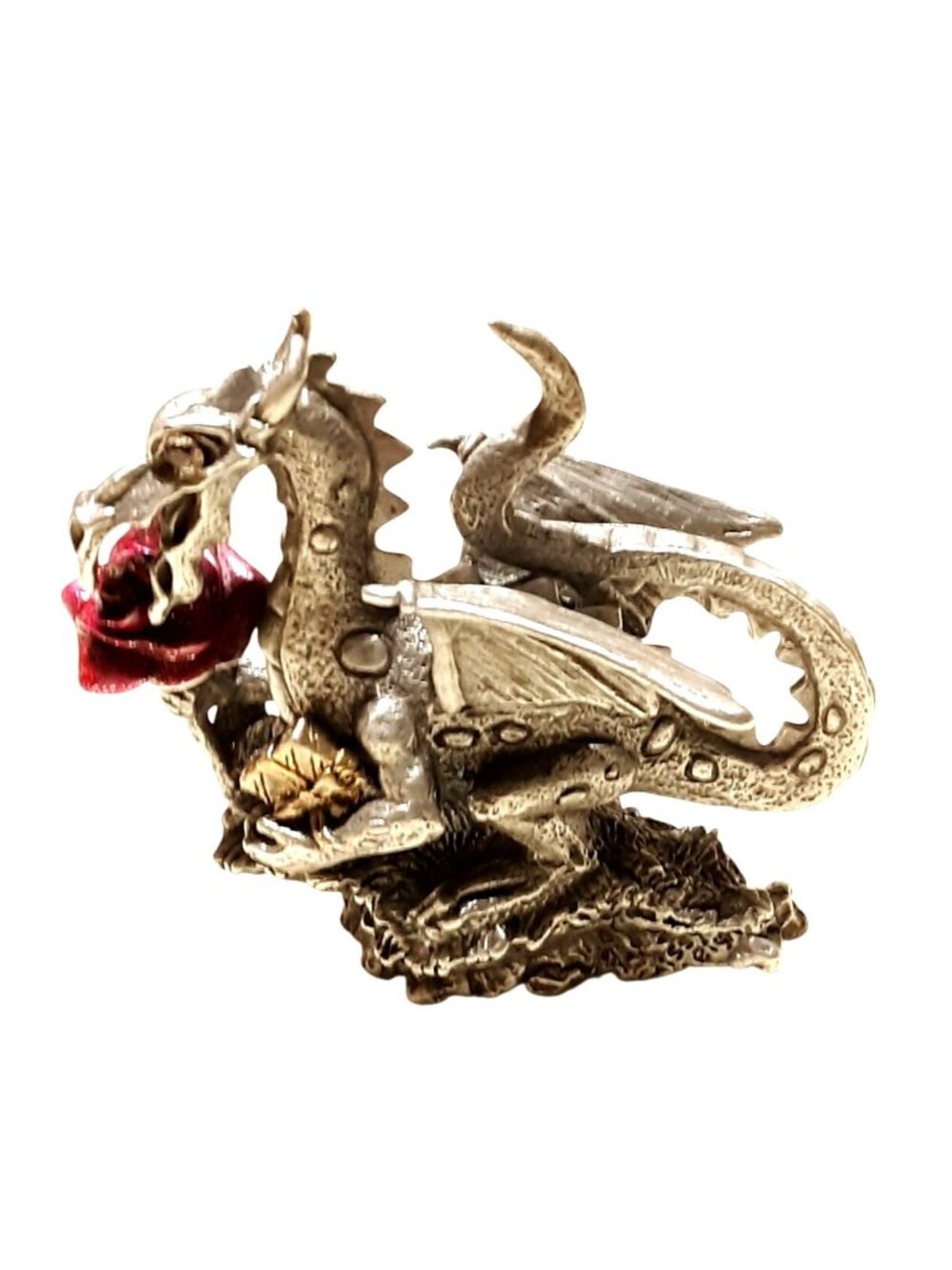 Rawcliffe Pewter Graduation Dragon R11076 1991 Swarovski Fantasy Magic Rose RPG